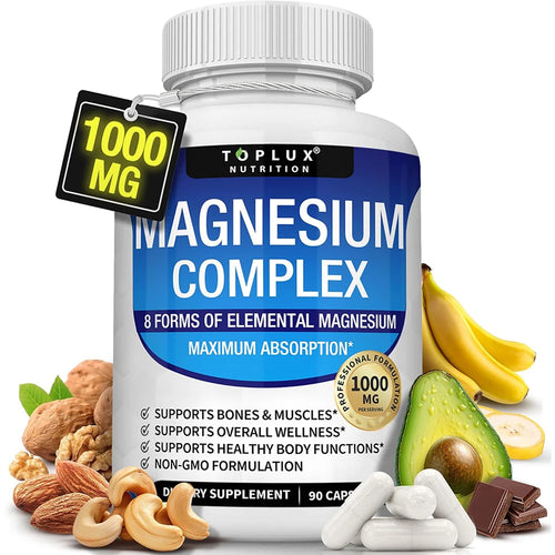 | 1000Mg Magnesium Glycinate, Malate, Citrate | 8 Elemental Chelated Formula | Vegan, Non-Gmo, 90 C