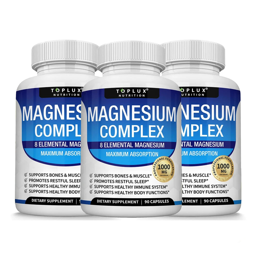 | 1000Mg Magnesium Glycinate, Malate, Citrate | 8 Elemental Chelated Formula | Vegan, Non-Gmo, 90 C