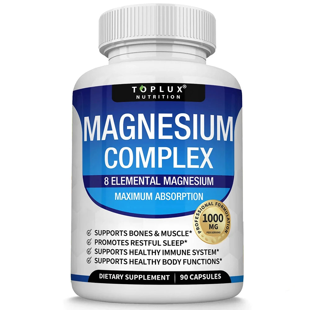 | 1000Mg Magnesium Glycinate, Malate, Citrate | 8 Elemental Chelated Formula | Vegan, Non-Gmo, 90 C